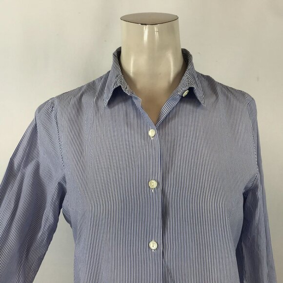MAISON SCOTCH- WOMEN'S 1 - BLUE/WHITE STRIPE LONG SLEEVE BUTTON UP SHIRT TOP - Picture 2 of 6
